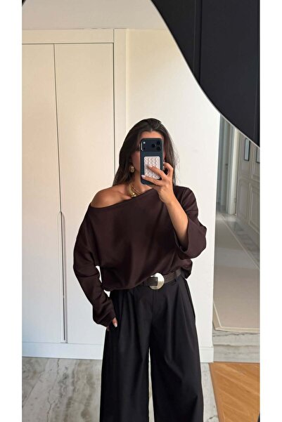Bade Butik Smeđa bluza bez ramena
