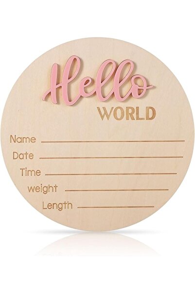 NQEUEPN Newborn Announcement Sign, 5.9in Wooden Hello World Sign Baby Welcome...
