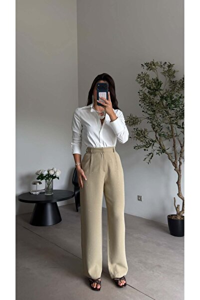 Bade Butik Beige Stone Palazzo Trousers