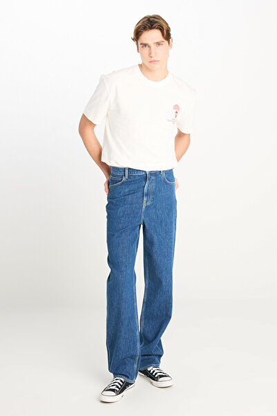 Lee %100 Pamuk Asher Loose Fit Geniş Kesim Geniş Paça Mavi Jean Denim Pantolon