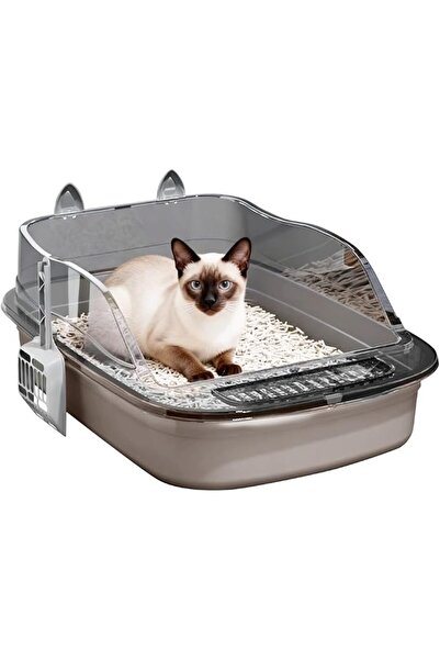 Vixplorn Extra-Large Cat Litter Box,High-Side Design,Half Enclosed Litter Tra...