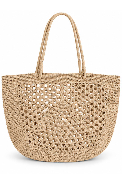 nidistore Handmade Straw Handle Bag, Paper Rope Hand Knitted Bag, Beach Bag, ...