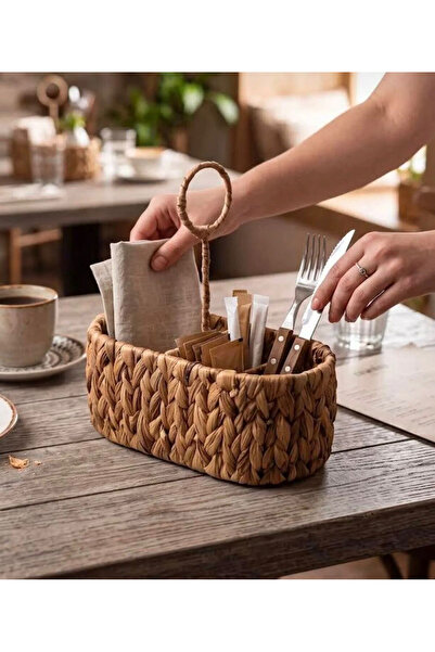 BEYNİS LİFE Ağacın İkinci Yaşamı Woven Tabletop Cutlery Basket - Wicker Napki...