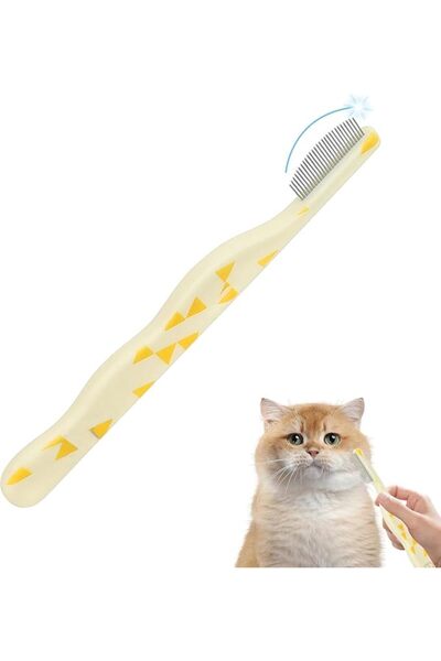 SYOSI Cat Brush for Tear Stain Removal Flea Comb Stainless Steel Grooming Too...
