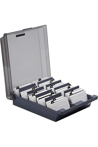Cranviech صندوق منظم لبطاقات العمل (24×22×7.5 سم)، حامل بطاقات عمل بغطاء شبه ...
