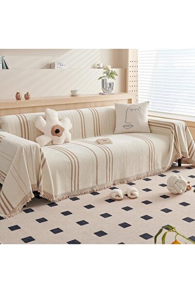 GENERAL Reversible Chenille Fabric Sofa Cover for Pet Dogs, Beige and Coffee ...
