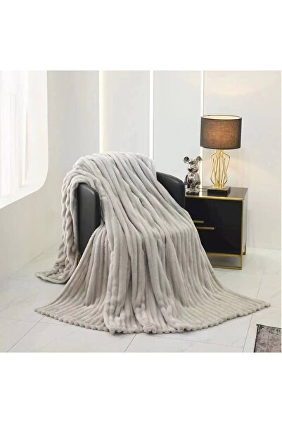 Truva Home Pătură Cocolino Pufoasă Pat Dublu 200x230 cm | Textură Reiată Velv...