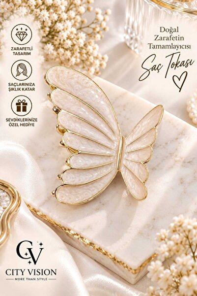 cityvision Butterfly Model Cream Color Metal Hairpin Medium Size 6 cm