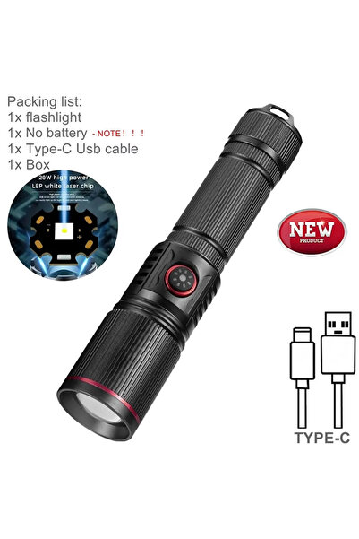 XIWANGFIRE without battery Upgrade 30W Zoom LED High Power flashlight USB Rec...