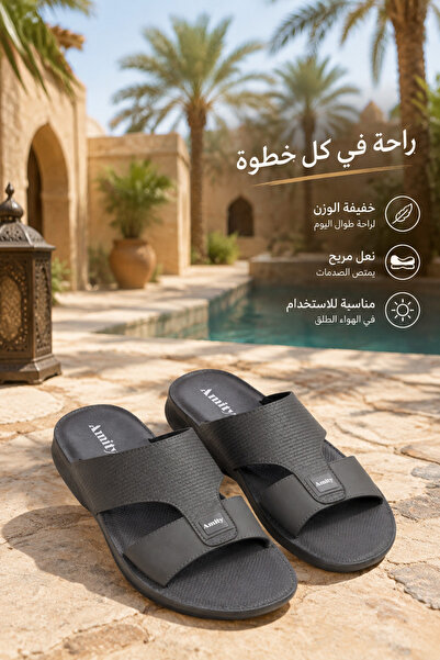 Generic Brand صنادل رجالية مفتوحة الأصابع بحزام منسوج وشعار مربع، ناعمة وممتص...