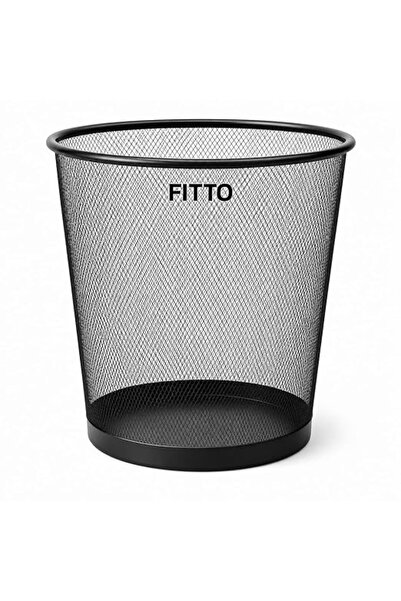 fitto سلة مهملات معدنية، 26×23.5×19 سم، سلة قمامة سوداء للمكتب لإعادة التدوير