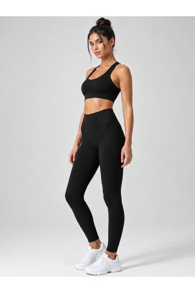 ATHLETİC34 Ribbed Women's High Waist Shaping Leggings – Casual and Sports Use