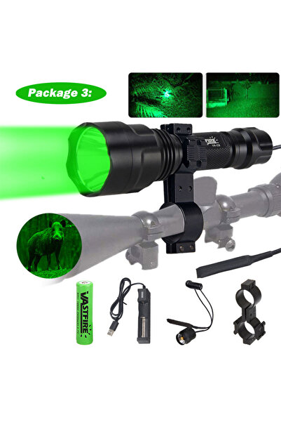 Choice Green Package 3 Tactical Flashlight Green/Red/White LED Hunting Torch ...