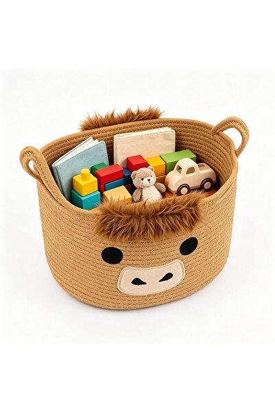XICEN Large Highland Cute Cow Basket for Nursery,Woven Laundry Blanket Gift B...
