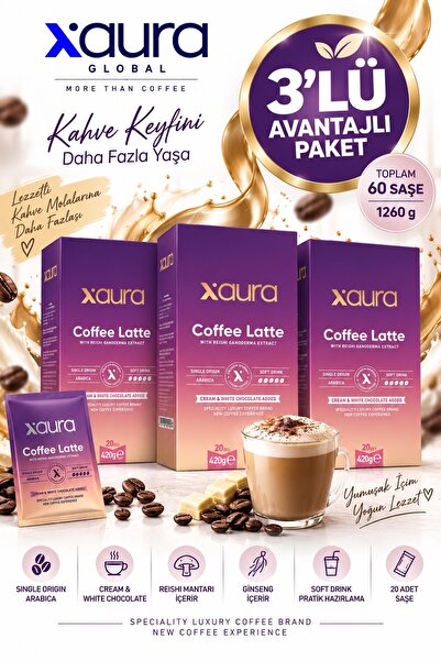XAURA GLOBAL Coffee Latte 20 pcs 420 g 3 Adet