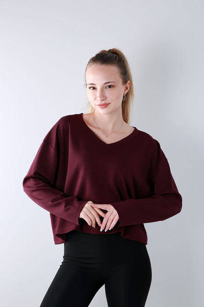 Veni Life Mns -V Neck Long Sleeve Blouse-1719