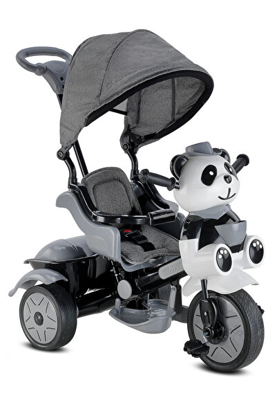 BabyHope 127 LITTLE PANDA LÜKS ÜÇ TEKER KONTROLLÜ BEBEK BİSİKLETİ GRİ