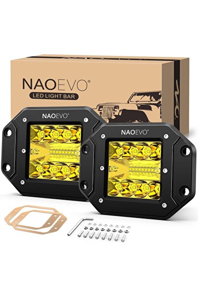 Choice YELLOW NAOEVO 5 Inch Flush Mount LED Pods Lights 40W 4000LM Spot Flood...