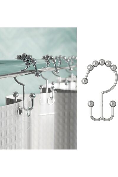 Zenna Home Zena Home Bathroom Curtain Hooks, Rustproof Double Swivel Shower H...