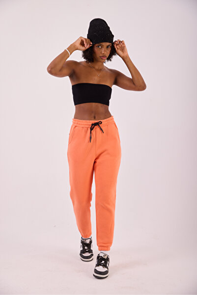 Superbluemexico Women's Orange Basic Jogger Pants