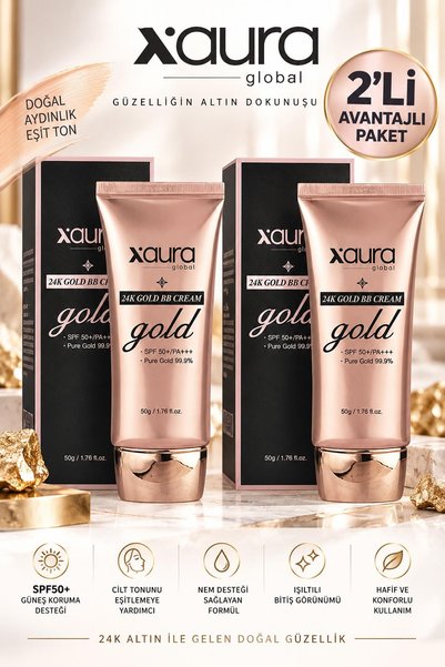 Xaura Beauty Xaura Global 24K Gold BB Spf50+ Cream 50 g 2 Adet