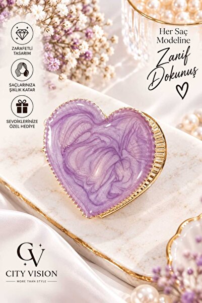 cityvision Heart Model Purple Color Metal Hair Clip - Medium Size 5 cm - Styl...