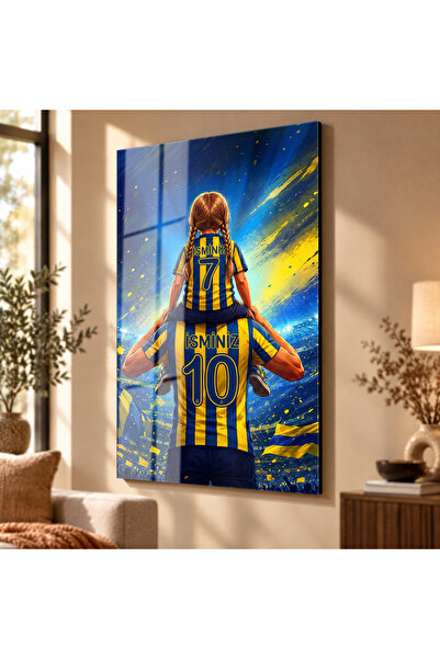 Mgi Design Kişiye Özel İsim ve Numara Baskılı Baba Kız Sarı Lacivert Taraftar...