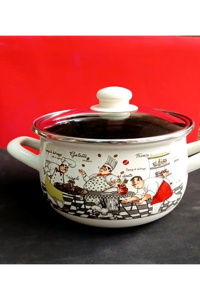 EBRULİEMAYE Cooker Enamel Pot 3 Liters 20 cm Diameter Yogurt Milk Soup Cooking Pot