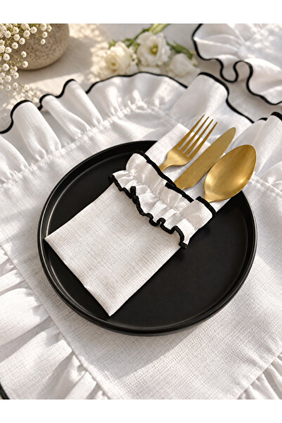 KaiAtelier White Shine Ruffled 3-Compartment Fork-Spoon-Knife Case, Set of 6