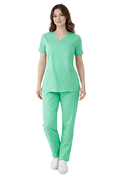 Brl Üniforma Mint Yeşili / Bermuda Likralı Doktor Ve Hemşire Forması Unisex C...