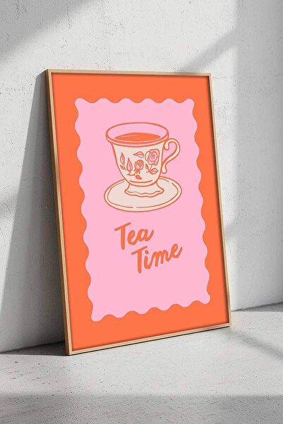 Tea Time Retro İllüstrasyon Çerçeveli Tablo Mutfak Kafe Dekoru