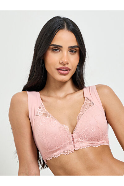 Take Two By Styli Pink Lace Padded Non Wired Regular Bra