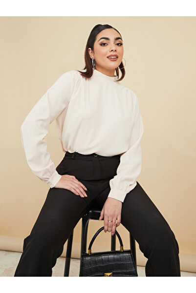 Styli High Neck Regular Fit Blouse with Tie Back