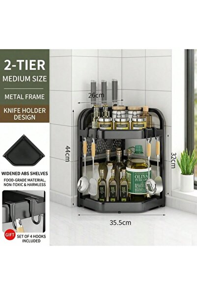 Generic Brand 2-Tier Corner Spice Rack – Triangular Countertop Organizer with...