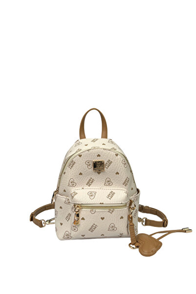 Take Two By Styli Printed Backpack With Zip And Heart Charm