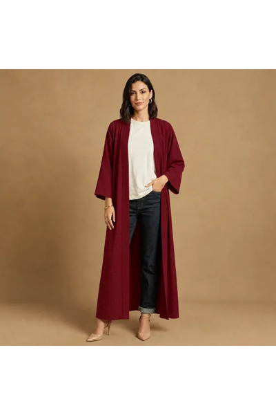 dorbe Scatter Rhinestone Kimono Belted Long Abaya Cardigan