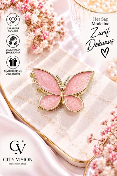 cityvision Butterfly Model Pink Color Metal Hair Clip - Small Size 3.5 cm - S...