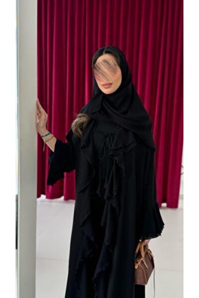 HANAYA LINE عباية ريناد بقماش بلاك بيري مع ربطه من الامام