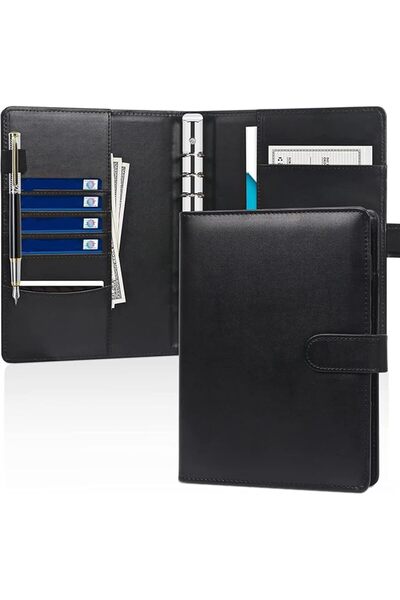 GENERAL X-Spring Leather Cover, A5 6-Ring Notebook Cover with Card Holder, St...