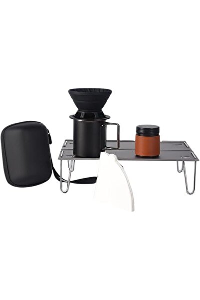 Yelajoy Portable Pour Over Coffee Maker,Black Stainless Steel Set