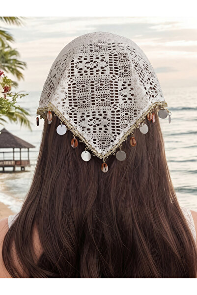 Take Two By Styli Shell Charm Crochet Bandana