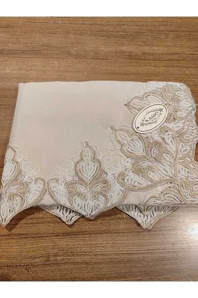 MASA ÖRTÜSÜ AÇELYA BEGONYA TASARIM 160 X 260 BOYUTUNDA KREM RENGİ