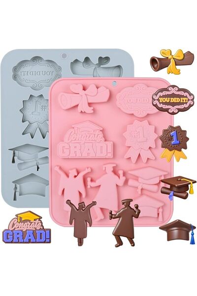 Yelajoy 2 Pack 2026 Graduation Silicone Molds, Grad Cap Diploma Chocolate Can...