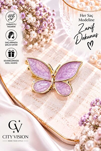 cityvision Butterfly Model Purple Color Metal Hair Clip - Small Size 3.5 cm -...