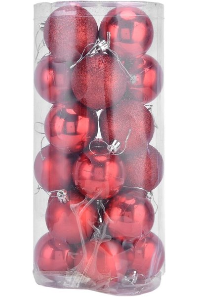 Generic 24 PCs Christmas Tree Decorations Baubles Party Wedding Ornament Christmas (Red, 24PCs 6 cm Balls)