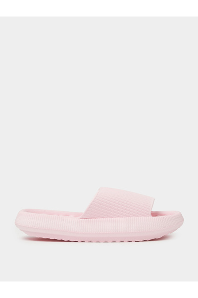 Take Two By Styli Pink Textured Comfort Slides