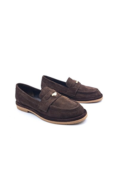 RACHELMILANO Genuine Suede Leather Laceless Women's Brown Penny Loafer Shoes