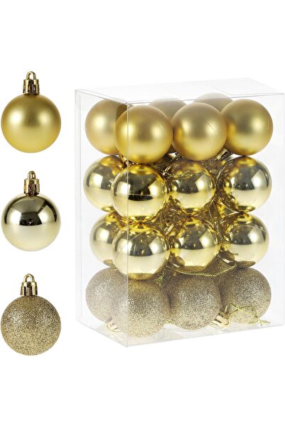 Generic 24-Piece Christmas Wonderland Shatterproof Ball Ornaments, Gold Matte...