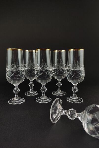 BOZBEYLER Kristal 6-Piece Coffee Water Glass Set Gold – 05 0180