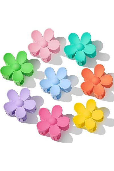 fenshine 8Pcs Hair Claw Clips Matte Flower Hair Clips, Strong Hold Hair Jaw C...